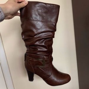 Madden Girl Long Brown Leather Perlie Boots
